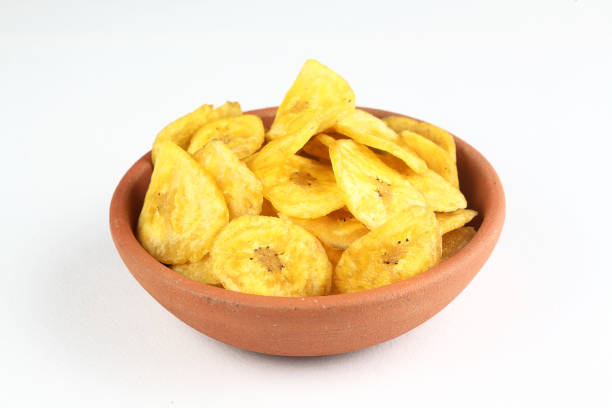 Banana chips from Kerala cuisine fried in coconut oil
